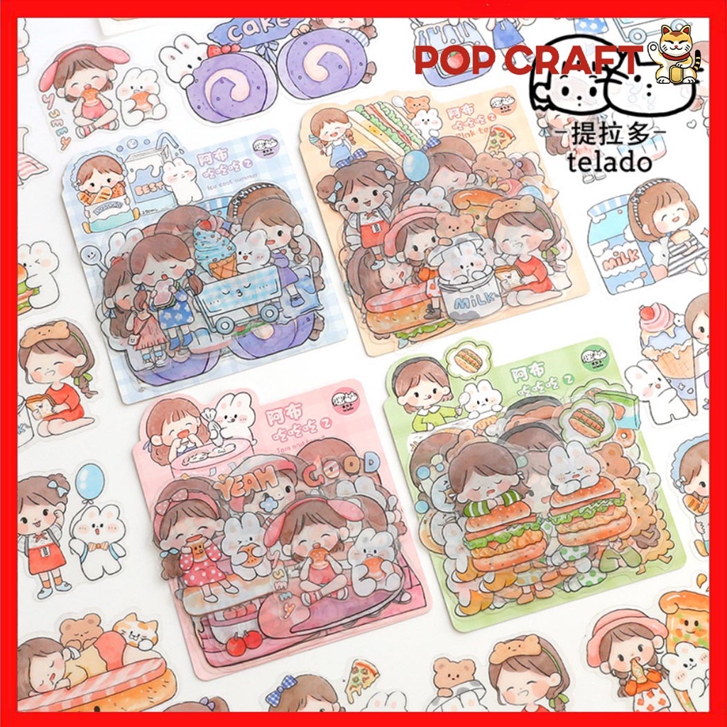 

PC Stiker Set Aesthetic Dekor Tumbrl / Botol DIY Diarybook Telado Breakfast Sticker 27 lembar TLD13