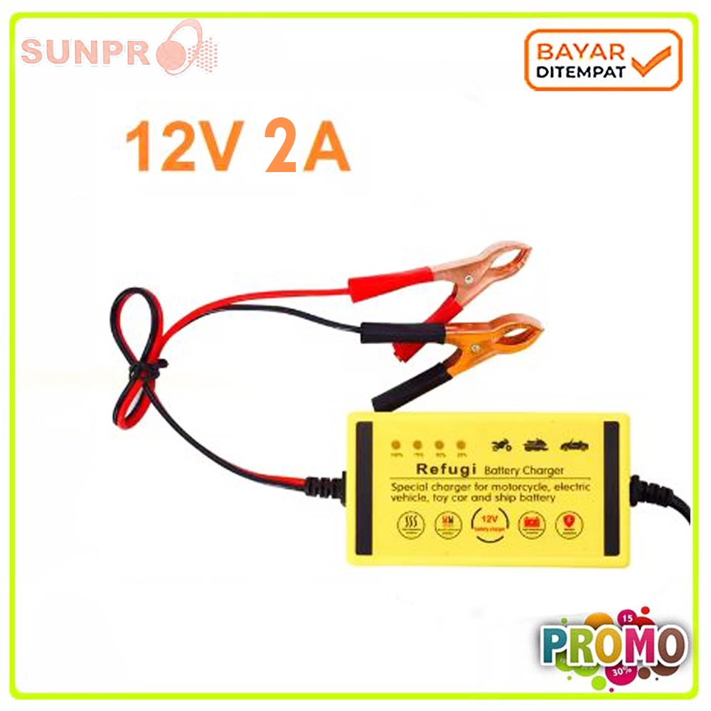 Cas Aki Motor Charger Aki Sunpro cas aki motor mobil Battery 12V 2a Adaptor cas Aki 12V2A new