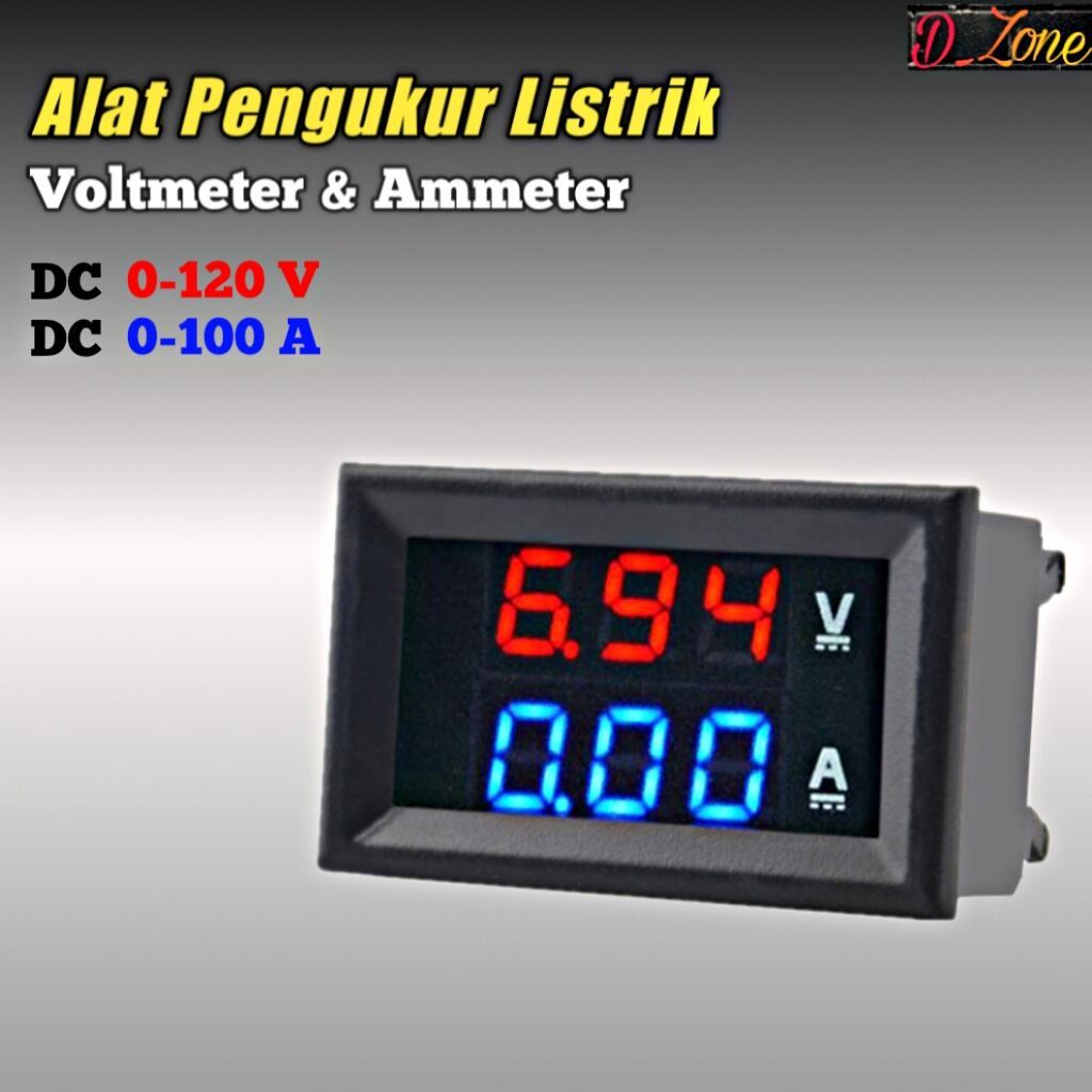 Alat Pengukur Volt Dan Arus Amper Listrik 5V-100V DC 10A - Voltmeter Ampere Meter LED Digital Ammete