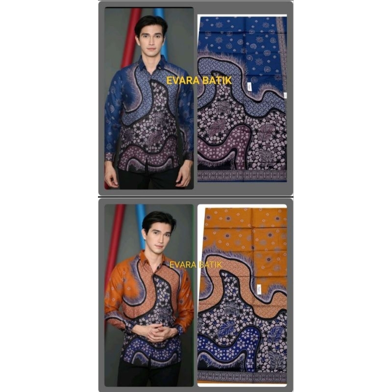 Baju batik lapis puring pria lengan panjang modern katun halus