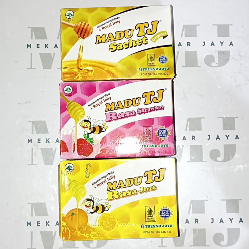 

Madu TJ Sachet All Variant Original/ Strawberry/ Jeruk 1 Box Isi 12