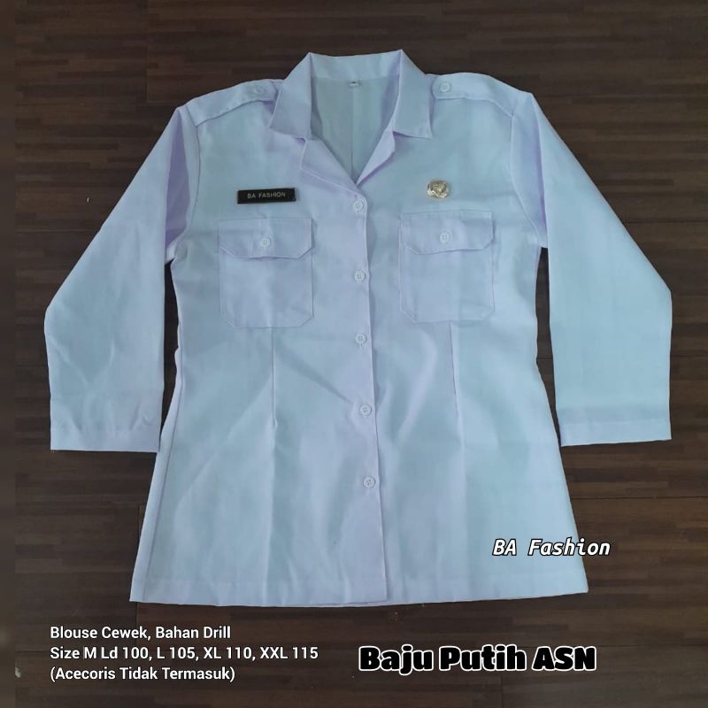 Baju putih pns asn pppk dinas seragam putih krah hitam Seragam PPPK PDH wanita outdoor Lapangan / PD