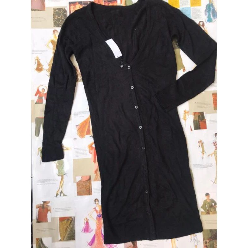 LONG CARDIGAN HITAM, CARDIGAN PANJANG (PL)