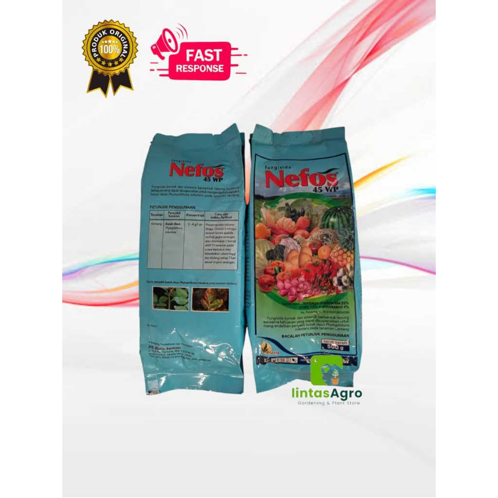 FUNGISIDA NEFOS 45WP 500gram - Tembaga oksiklorida 29% + Zineb 12% + simoksanil 4% mambasmi jamur ta