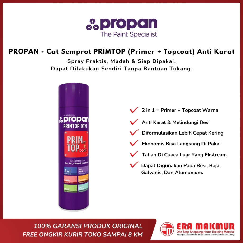 PROPAN - Cat Semprot PRIMTOP ( Primer + Topcoat ) - Cat Semprot Anti Karat – Cat Aerosol ( Spray )