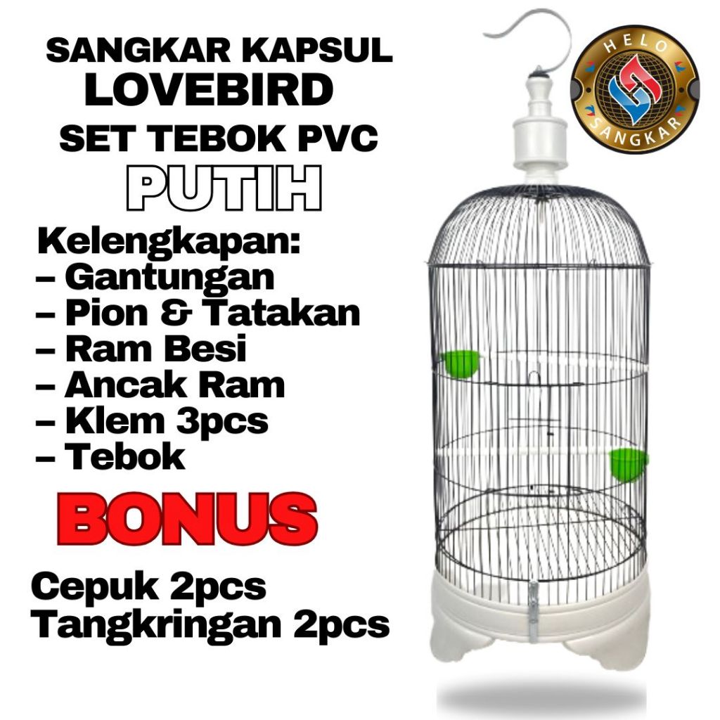SET SANGKAR LOVEBIRD PVC OVAL / KAPSUL BESI IMPORT KANDANG LOVEBIRD SANGKAR BURUNG LOVE BIRD PARKIT 