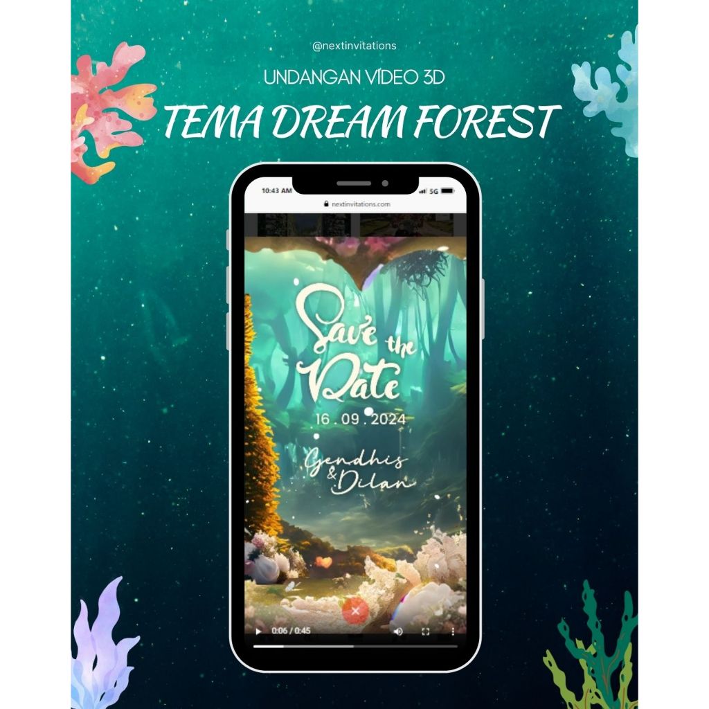 Undangan Digital Video 3D Pernikahan Tema Laut | Undangan Video 3D Silver Tema Dream Forest