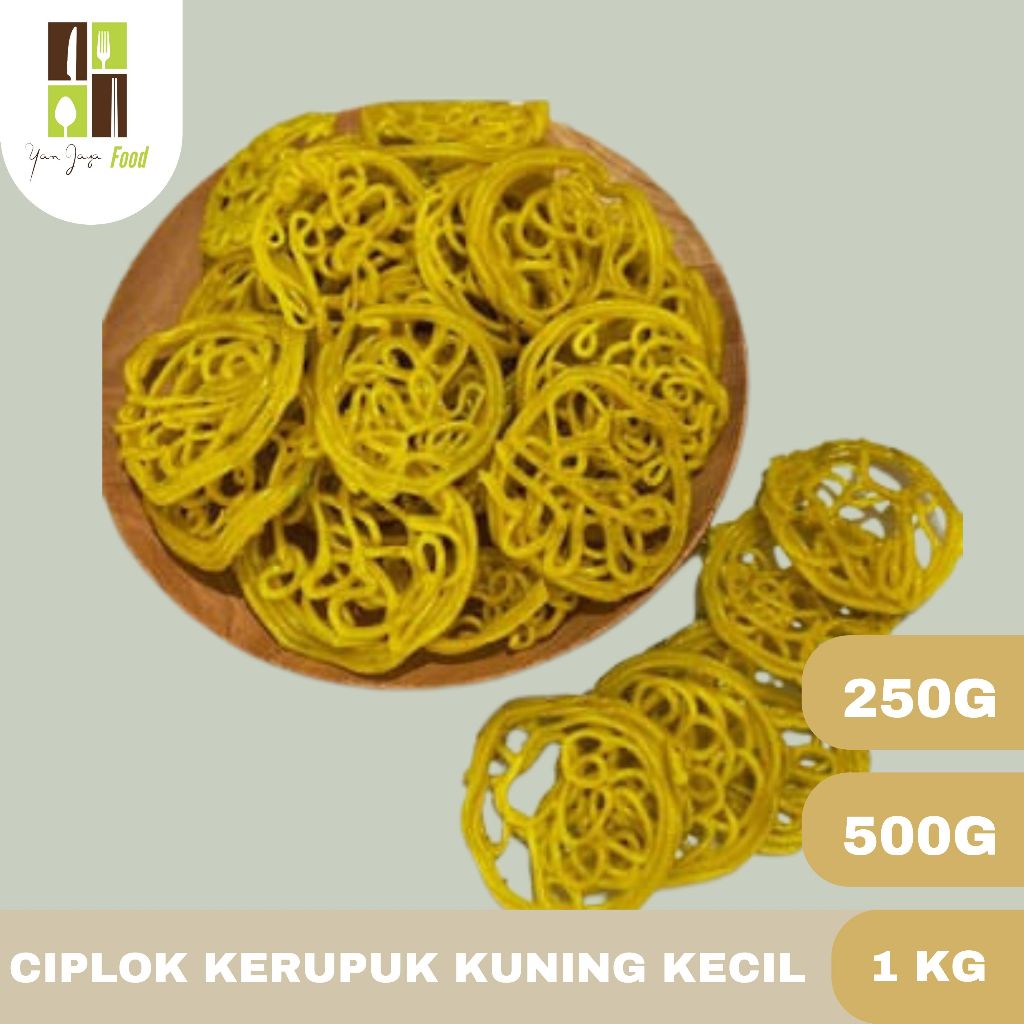 

Ciplok Kerupuk Mie Kuning Kecil / Ciplok Gurih / Asinan Bogor / Mentah / Krupuk Kuning Kecil Kemasan RE-PACK 250G