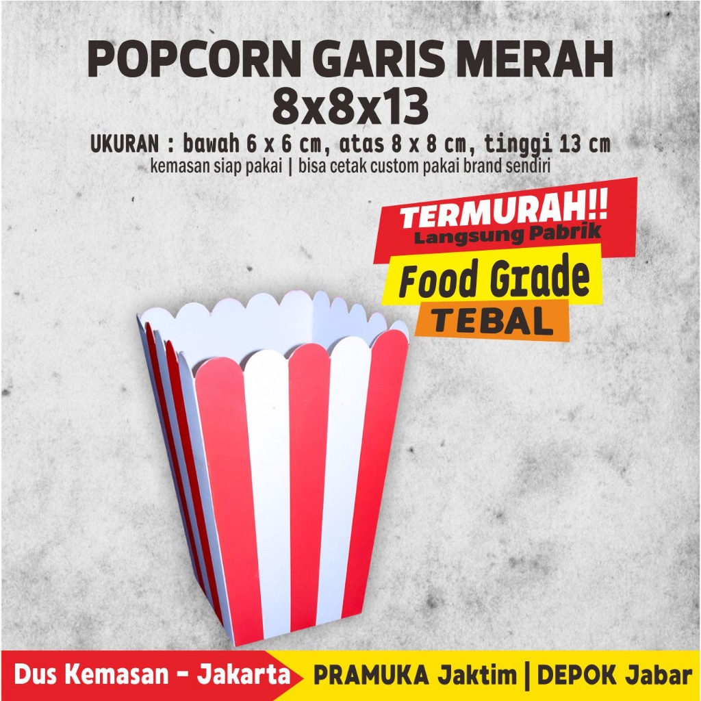 BOX POPCORN GARIS 8X8X13 CM