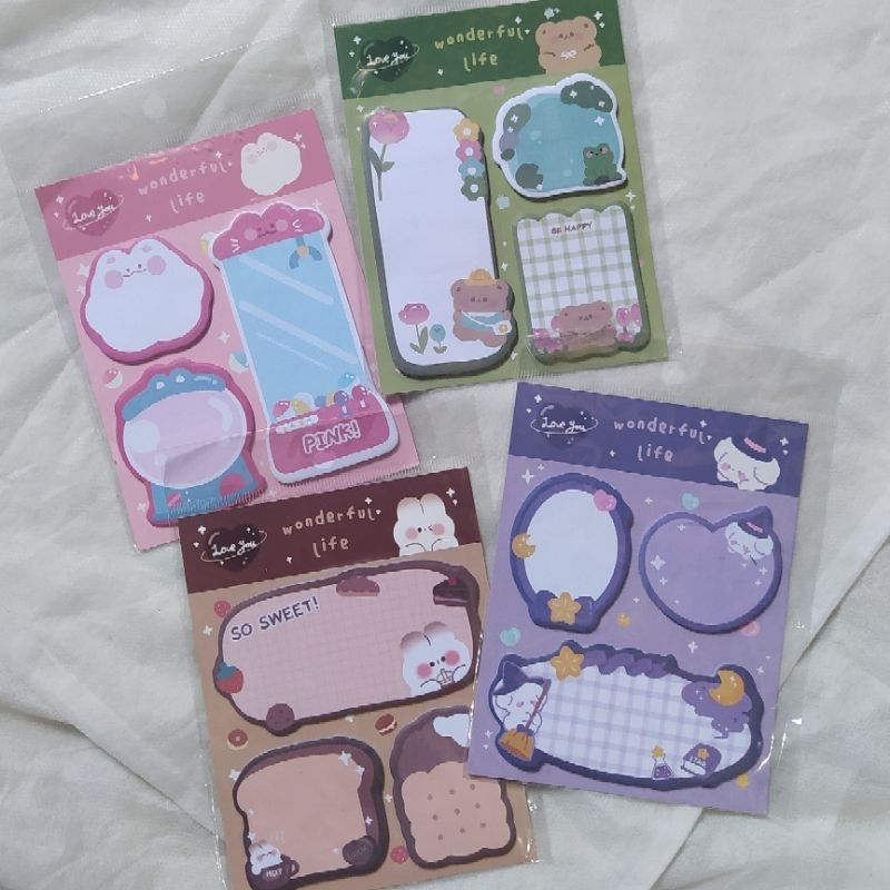 

Sticky Notes 3 Line Memo Catatan Tempel Motif Animal Lucu Aedthetic
