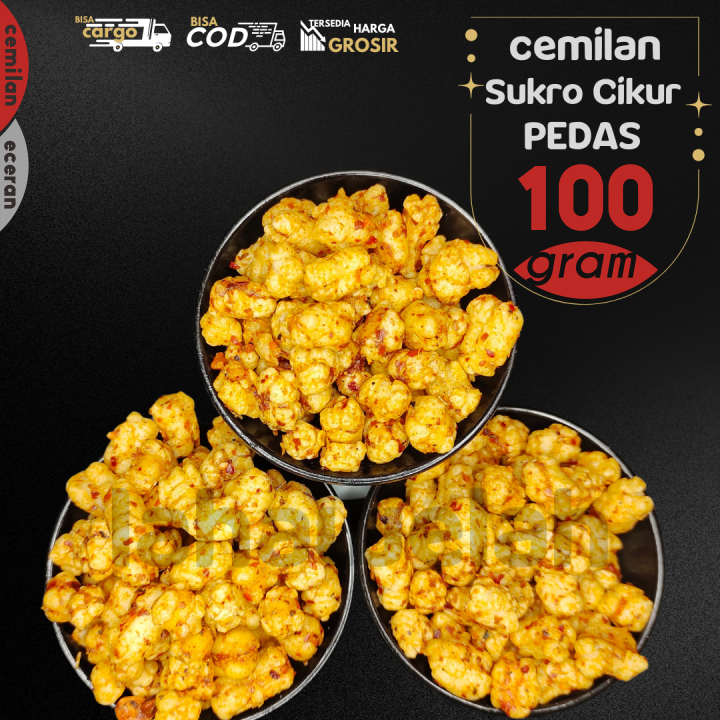 

Cemilan Keripik SUKRO CIKUR isi 100g PEDAS RENYAH by Lahawelah