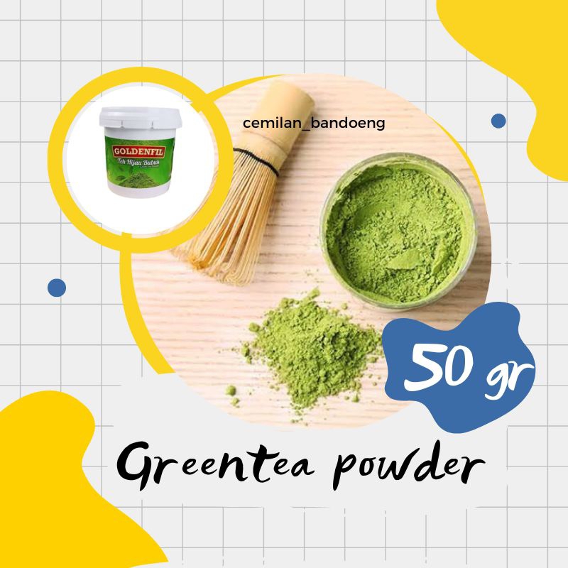 

MM1 GOLDENFIL GREENTEA POWDER KEMASAN 50 GR