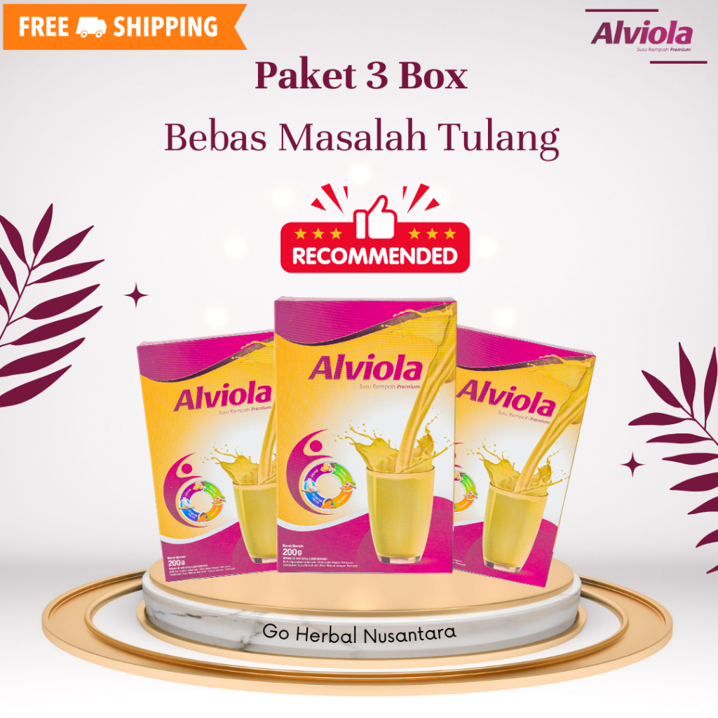 

PAKET 3 BOX SUSU ALVIOLA Paket Sembuh Susu Sendi Atasi Radang Sendi Nyeri Tulang Cegah Osteoporosis Pengeroposan Tulang Susu Kambing Etawa Kesehatan Susu Bubuk Murni Original Ettawa 100% Ori Susu Asam Urat Premium