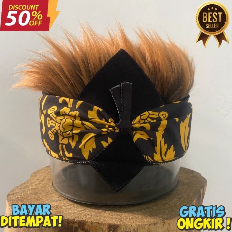 Iket Sunda rambut rambut palsu pria/ Udeng Bali rambut palsu pria/ Blangkon Jawa rambut palsu pria a