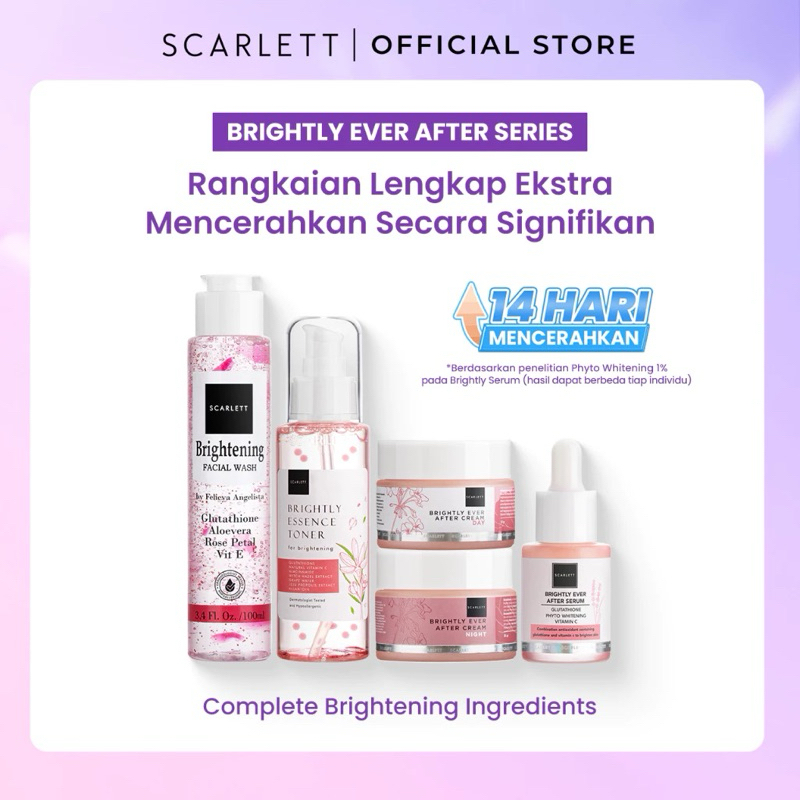 [ LEBIH HEMAT 5in1 FREE POUCH ] Scarlett  BRIGHTLY Ever After Series - Paket Lengkap Skincare Wajah 