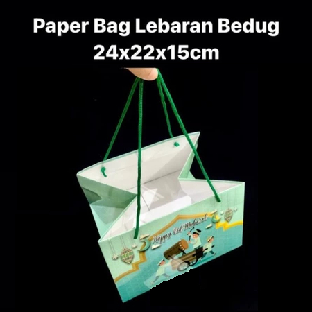 

( 3 pcs ) Paperbag Hampers Kue Bolu Lebaran Tas Tenteng Idul Fitri 24x22x15 cm Muat Box Nastar