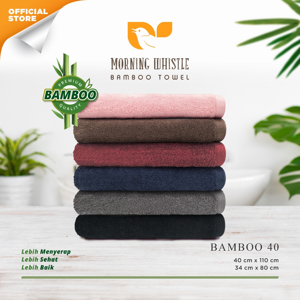 Handuk Morning Whistle Bamboo Towel 40 / Handuk Salon / Handuk Sport / Travel / 34 x 80 cm / 40 x 11