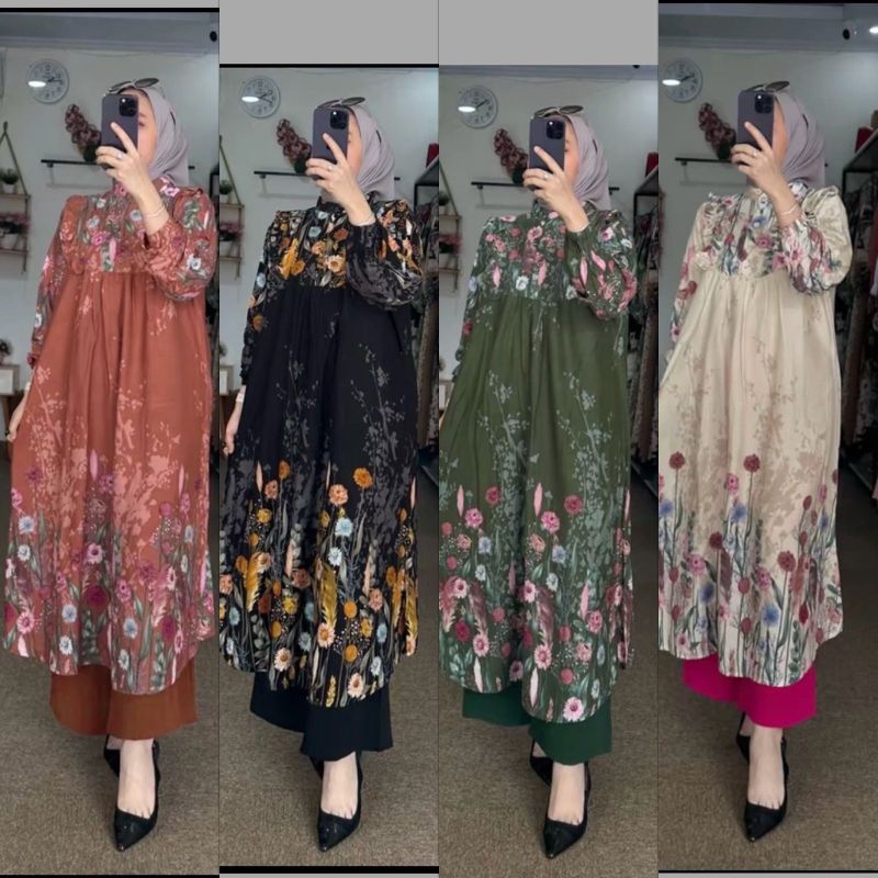 Set long tunik rayon diamond mix crinkle