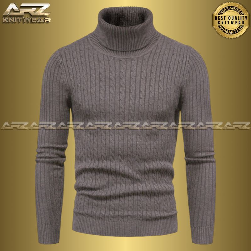 DEVANO SWEATER RAJUT PRIA EXCLUSIVE ROLLNECK TURTLENECK POLA KABEL BERGARIS