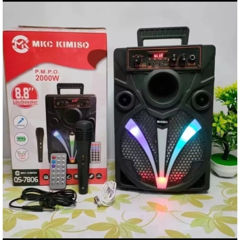 MKC KIMISO SPEAKER BLUETOOTH PORTABLE  4813 ,8.8 inch  free mic