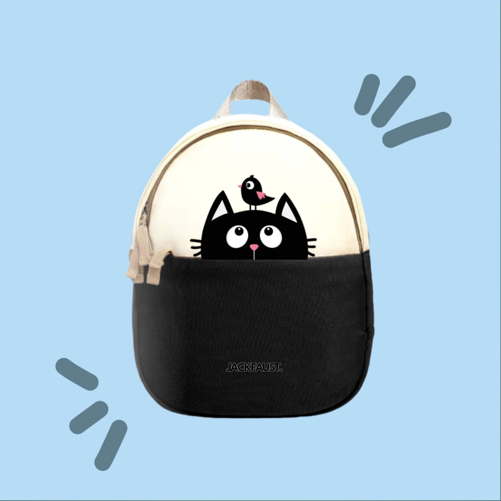 Tas Ransel Gendong Mini Backpack Punggung Wanita Cewek Kanvas Canvas Mini HITAM Soft Kecil Lucu Anak