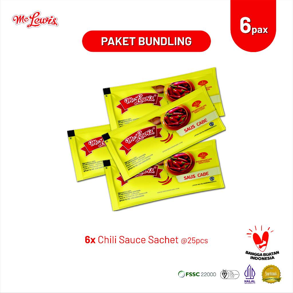 

[Paket Bundle] Mc Lewis Chili Sauce Sachet 8g x 6 Pack