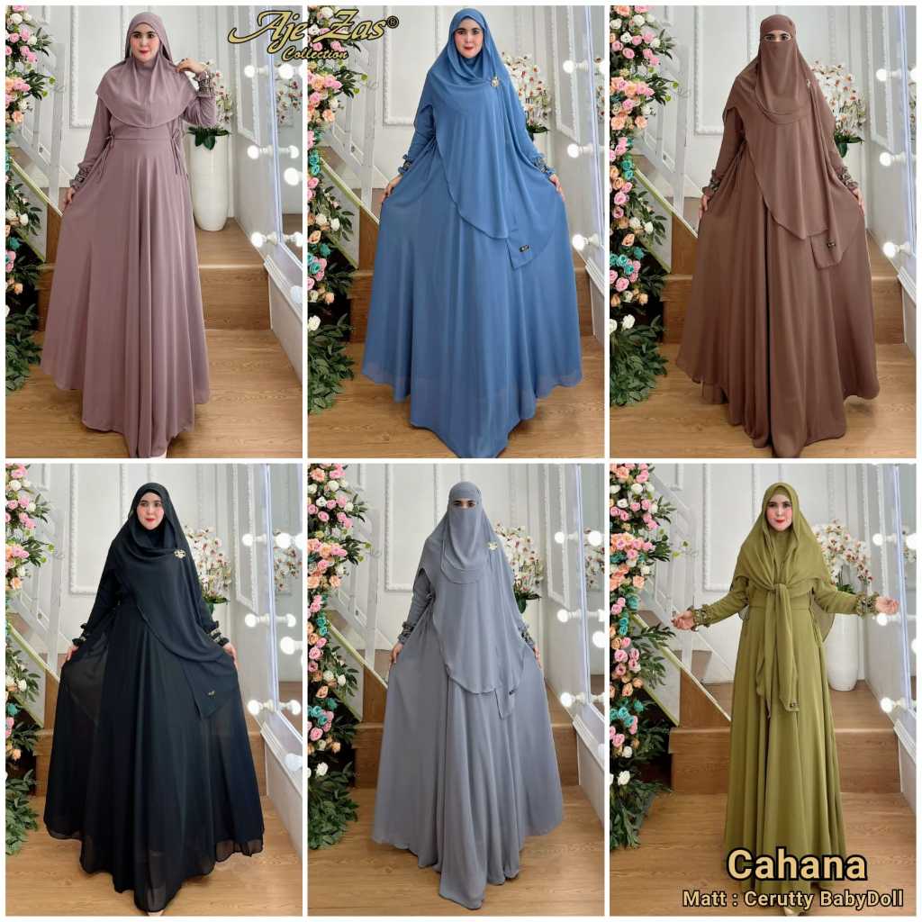 AJE ZAS - Gamis Syar'i Jubah Jumbo Kode - CAHANA Bahan Ceruty Beby Doll
