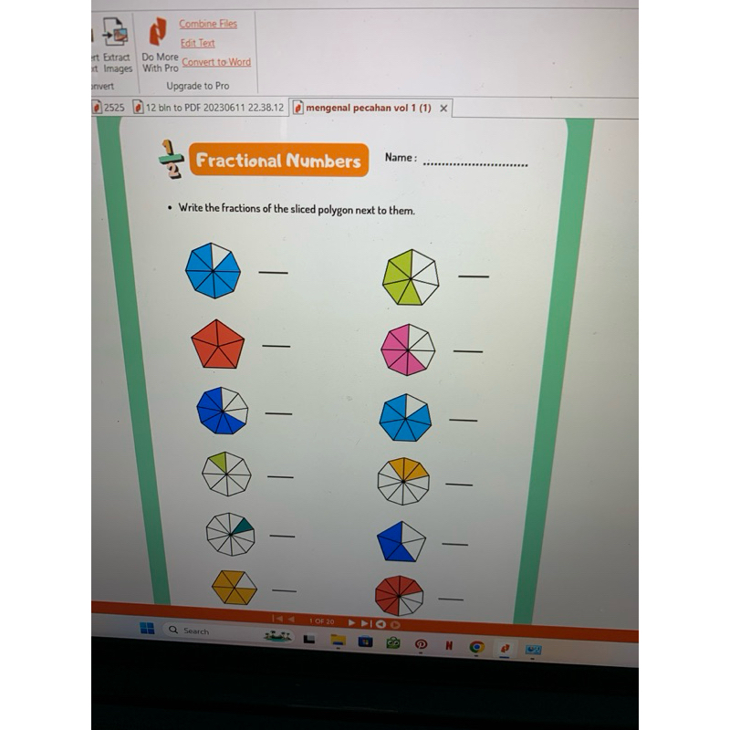 

LATIHAN SOAL MATEMATIKA SD PECAHAN VOL 1 20 LEMBAR