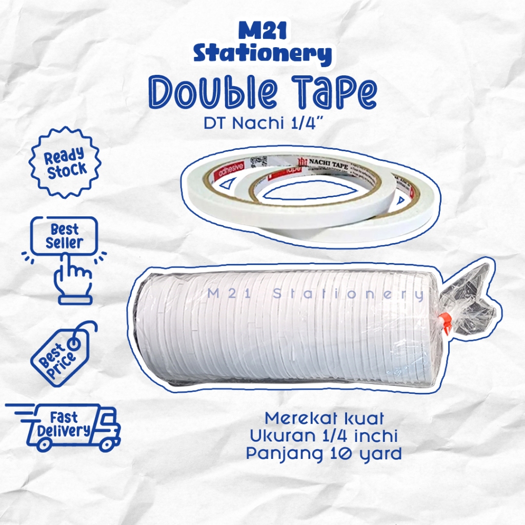 

(40PCS) DOUBLE TAPE NACHI 1/4 INCH / 6MM DOUBLETAPE KECIL SELOTIP BOLAK BALIK PEREKAT ALAT TULIS KANTOR ATK SEKOLAH KAMPUS STATIONERY KULIAH / M21 STATIONERY JOGJA