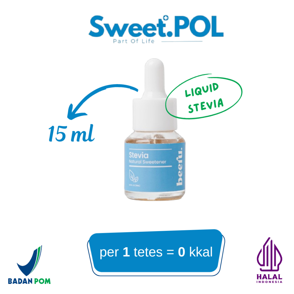 

Beeru Stevia Natural Sweetener, Pemanis alami 0% Kalori - 15mL