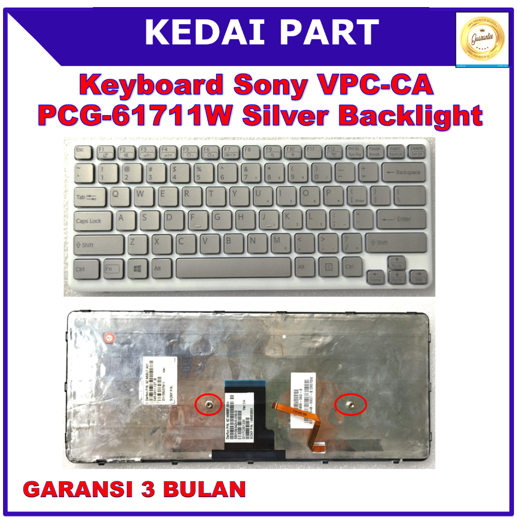 Keyboard Sony VPC-CA VPC-CA15FH VPC-CA190L PCG-61714L Silver Backlight