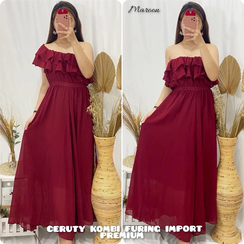 REALPICT BYK WARNA PREMIUM DRESS PANJANG CERUTY IMPORT / GAUN PESTA PANJANG / GAUN PUTIH PREWED / GA