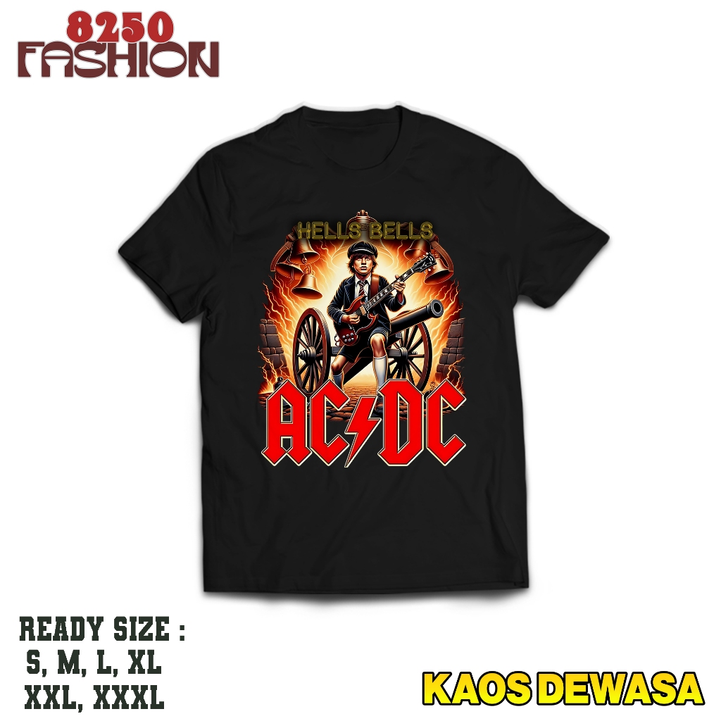 KAOS DEWASA HELLS BELLS ACDC 2 KAOS ACDC STREETWEAR BAJU BAND METAL ACDC KAOS PRIA WANITA UNISEX