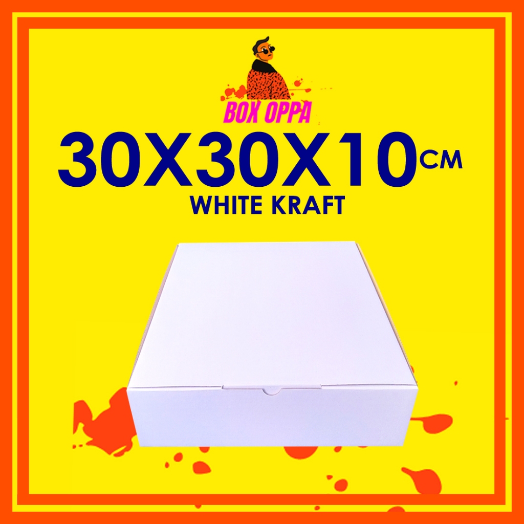 

Kardus PUTIH uk 30X30X10cm (ECER) Die Cut Box Kotak Packing Aksesoris Baju Makanan Pizza Hijab Kue