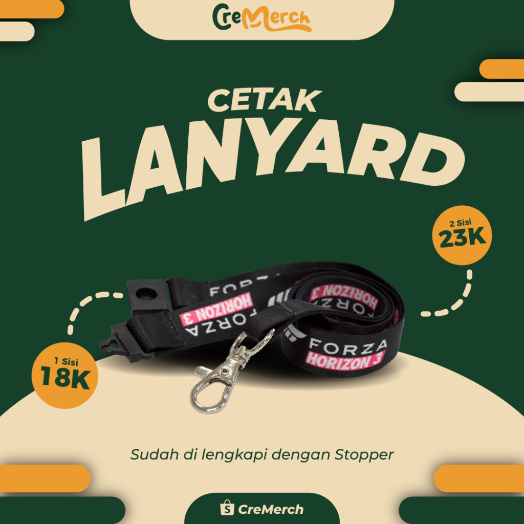 

Tali Lanyard Custom / Cetak 2 sisi dan 1 sisi / Tali Id Card Custom Keren Bisa Satuan (CreMerch)