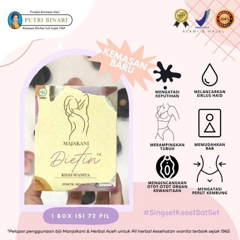 majakani dietin herbal isi 72 pil melangsingkan & merapatkan miss v