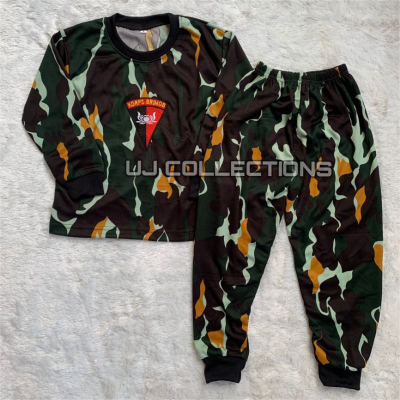 Setelan kaos anak loreng brimob lengan panjang - Baju setelan loreng kids army unisex