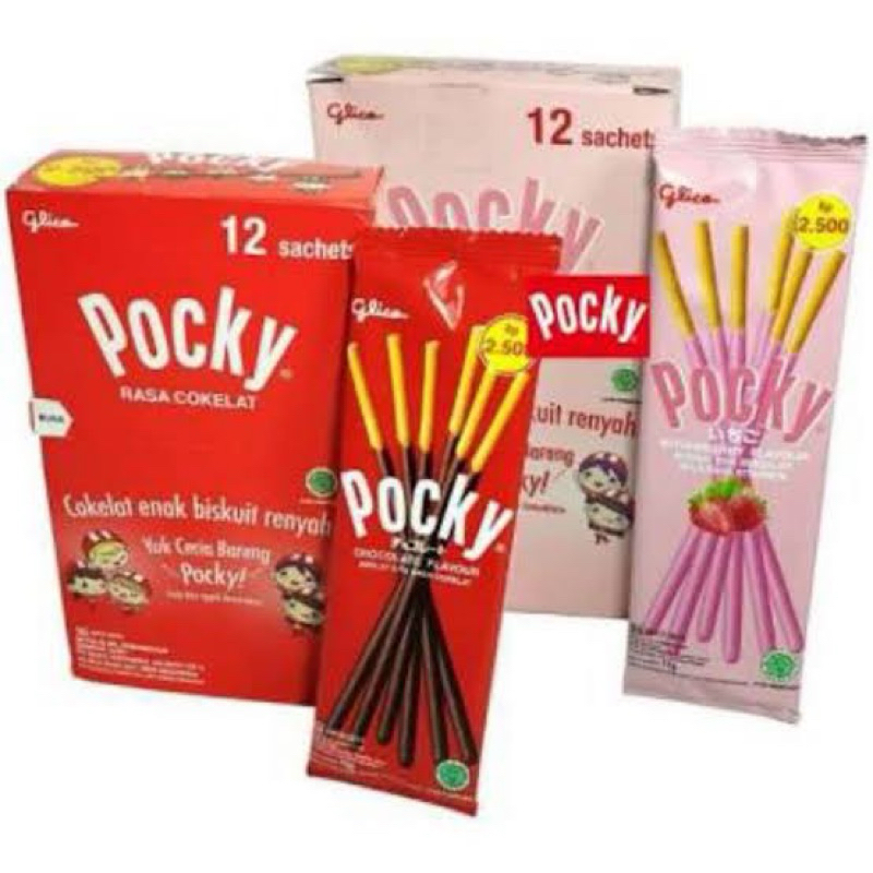 

GLICO POCKY SACHET @12G [1 BOX ISI 12 SACHET] | COKELAT ENAK BISKUIT RENYAH | POCKY STICK