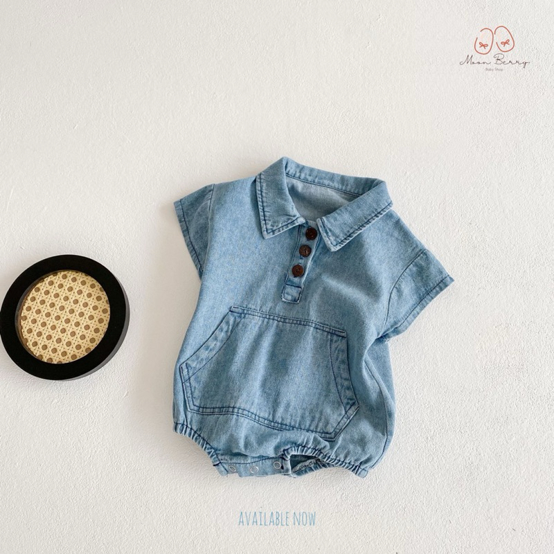 MoonBerry - Louis Denim Jumper | Romper Jumper bayi / Baju bayi / jeans / baju baby