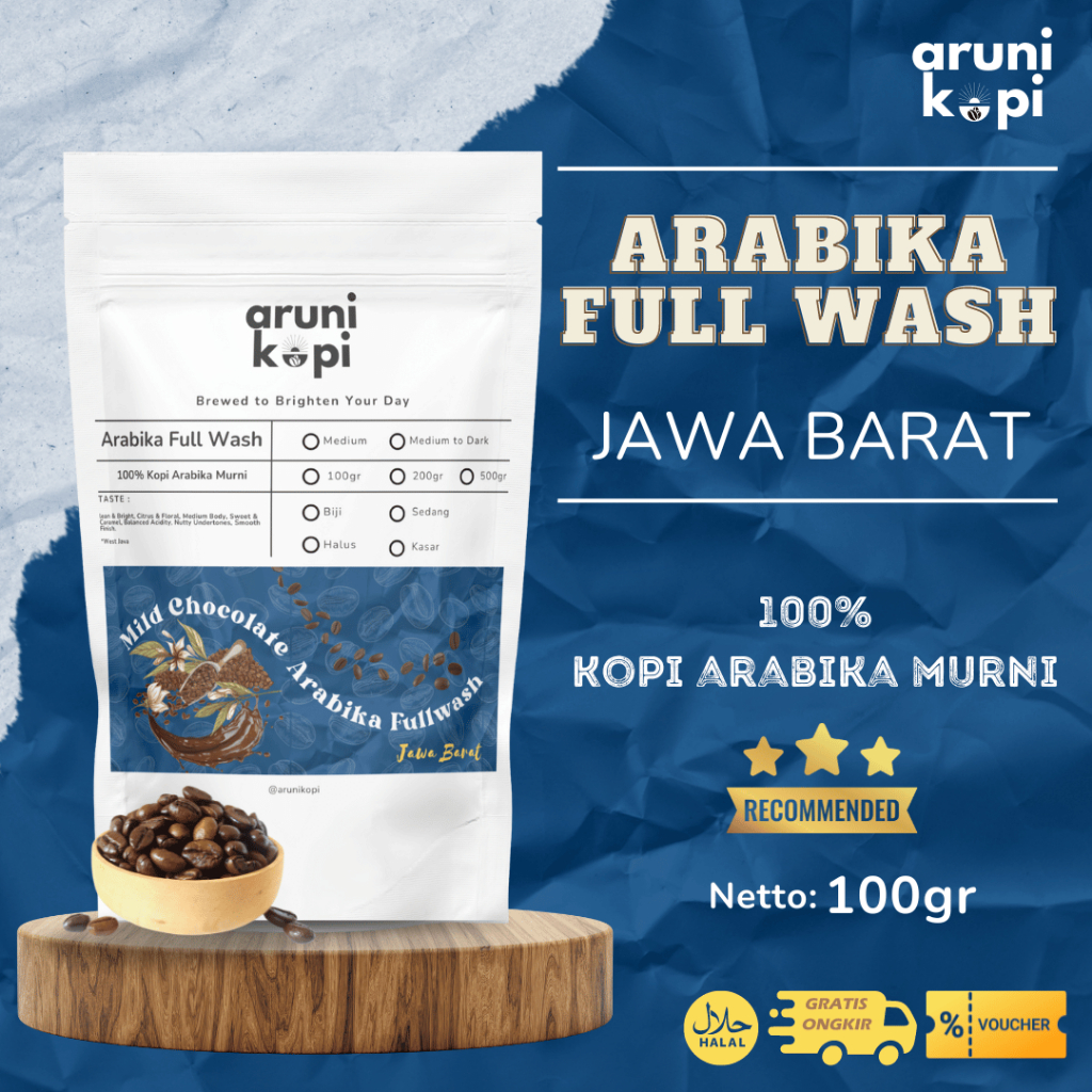 

Kopi Arabika Full Wash Jawa Barat 100gr - Single Origin Kopi Premium | Premium Arabica Coffee Beans