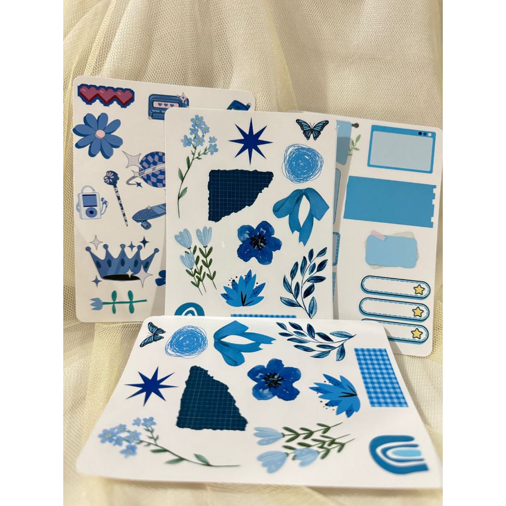 

READYSTOK Sticker vynil sticker sheet tema biru Aesthetic batch 1 / Sticker hiasan Dekorasi Scrapbook Journal/laptop/dinding/tumblr/buku murah/hadiah/buku journal