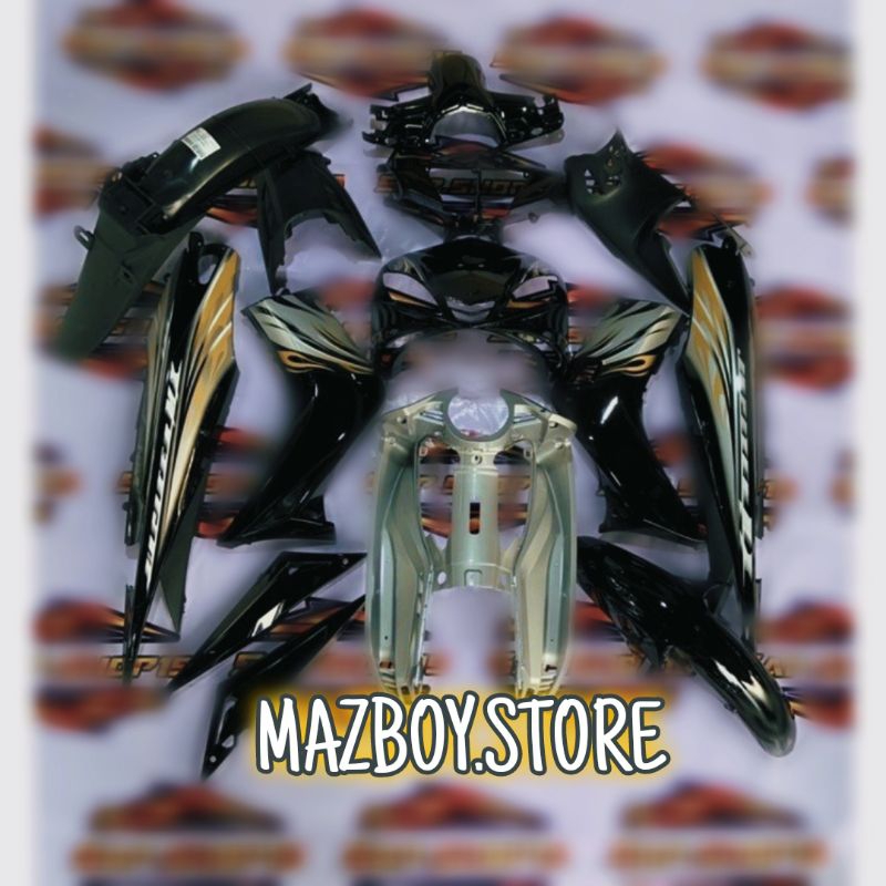 BODY HALUS KASAR JUPITER MX LAMA / JUPITER OLD HITAM, BIRU, HIJAU PLUS STRIPING | FULL SET BODY HALU