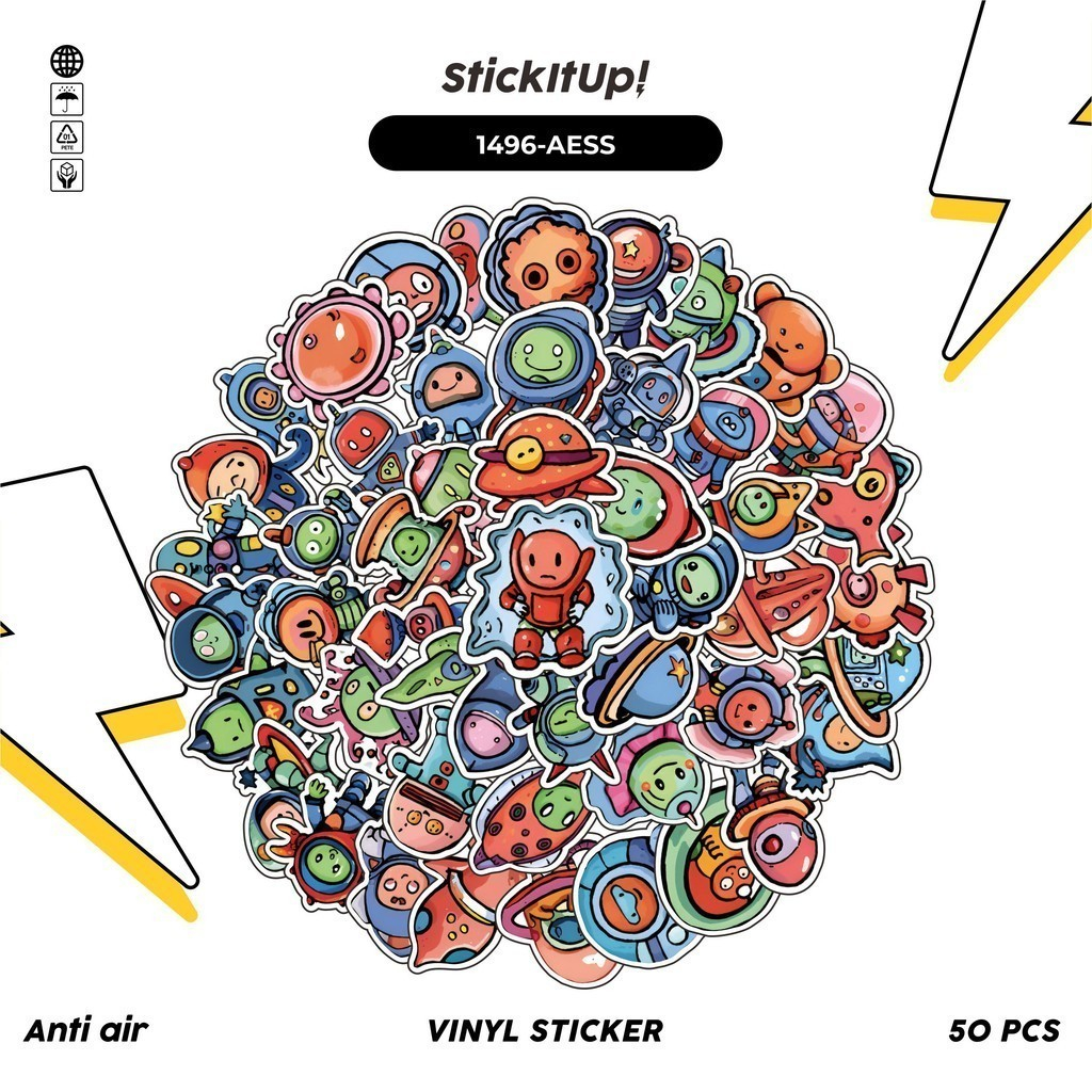 

COD✨ 100 Pcs Stiker Pack Alien V3 Lucu Aesthetic Vynil Waterproof untuk Freebies Sticker Buku Journal Casing HP Laptop