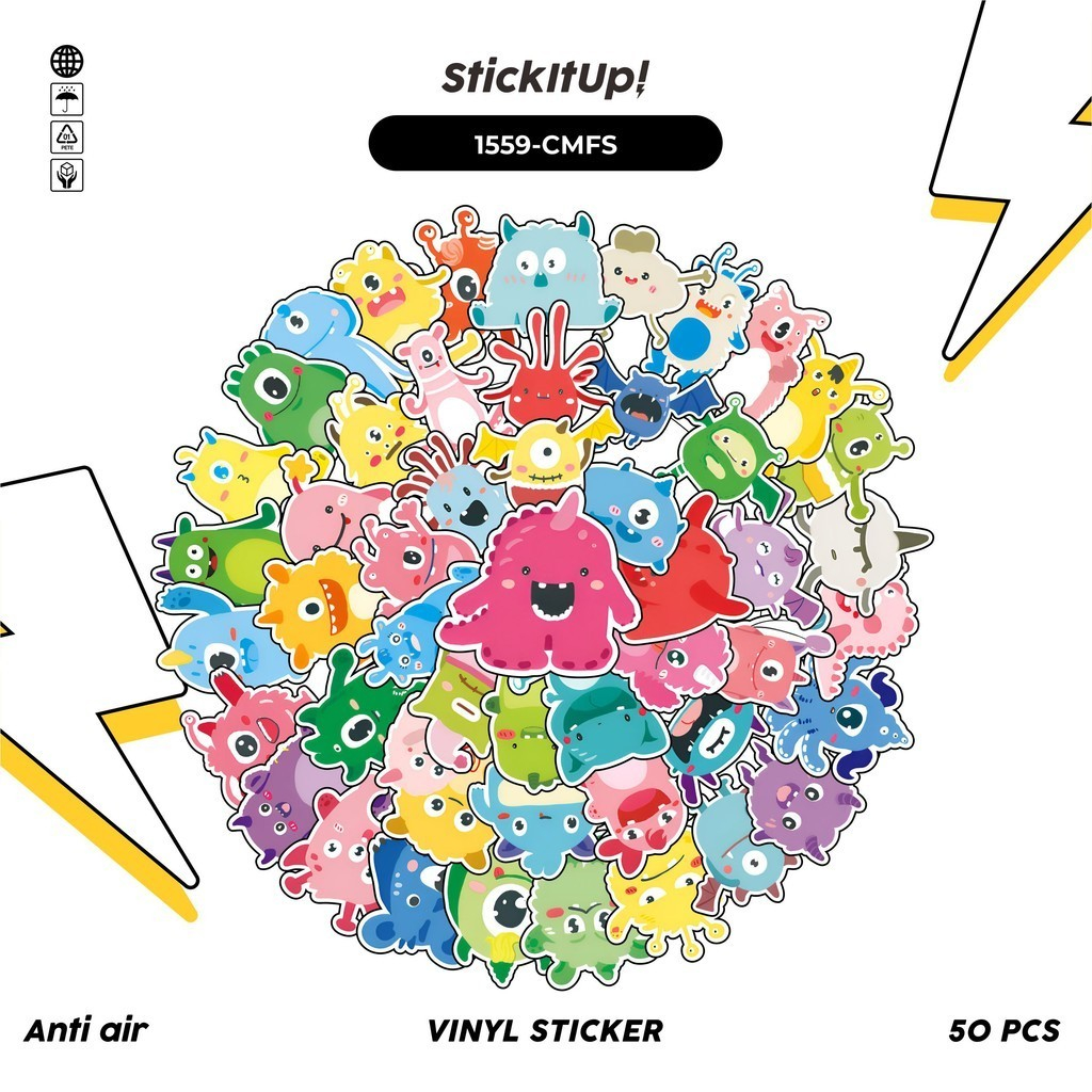 

COD✨ 100 Pcs Stiker Pack Montser Family Lucu Aesthetic Vynil Waterproof untuk Freebies Sticker Buku Journal Casing HP Laptop