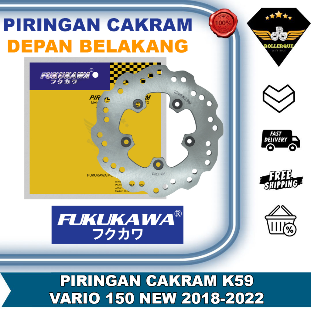 Piringan cakram disc brake Honda Vario 125 150 New 2018-2022-2023 K59 Lubang 5 Fukukawa