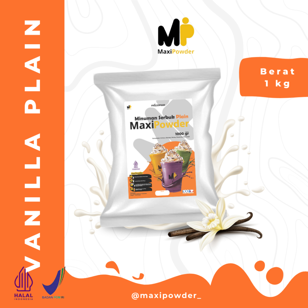 

Bubuk Minuman Rasa PLAIN VANILLA 1kg / Minuman Kekinian Vanilla Original Termurah / MaxiPowder