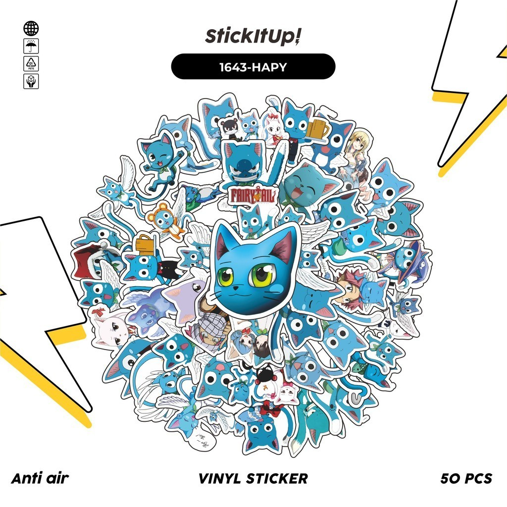 

COD✨ 100 Pcs Stiker Pack FAIRY TAIL CHARACTER HAPPY CAT Lucu Aesthetic Vynil Waterproof untuk Freebies Sticker Buku Journal Casing HP Laptop