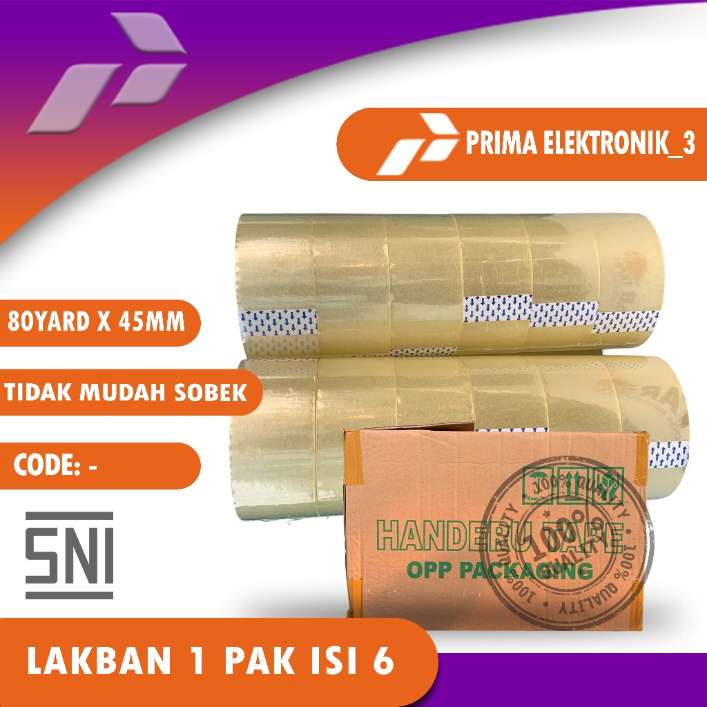 

Lakban Bening Handeru isi 6 Paket Grosir Lakban OPP Premium Harga Distributor