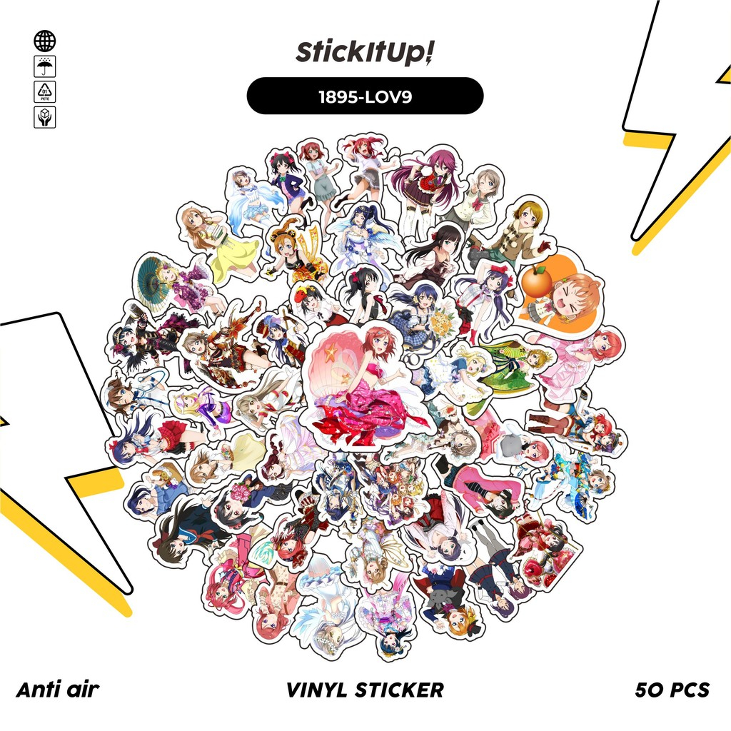 

COD✨ 50 Pcs Stiker Pack L0VE LIVE CHAR MIX 09 Lucu Aesthetic Vynil Waterproof untuk Freebies Sticker Buku Journal Casing HP Laptop