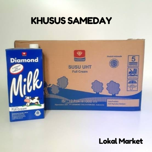 

Khusus sameday | Susu UHT Diamond full cream 1 dus (12x1 liter)